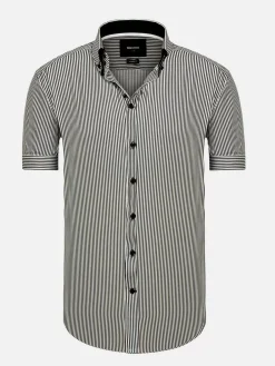 Wam Denim Overhemd Korte Mouwen|Aire Black Overhemd Korte Mou