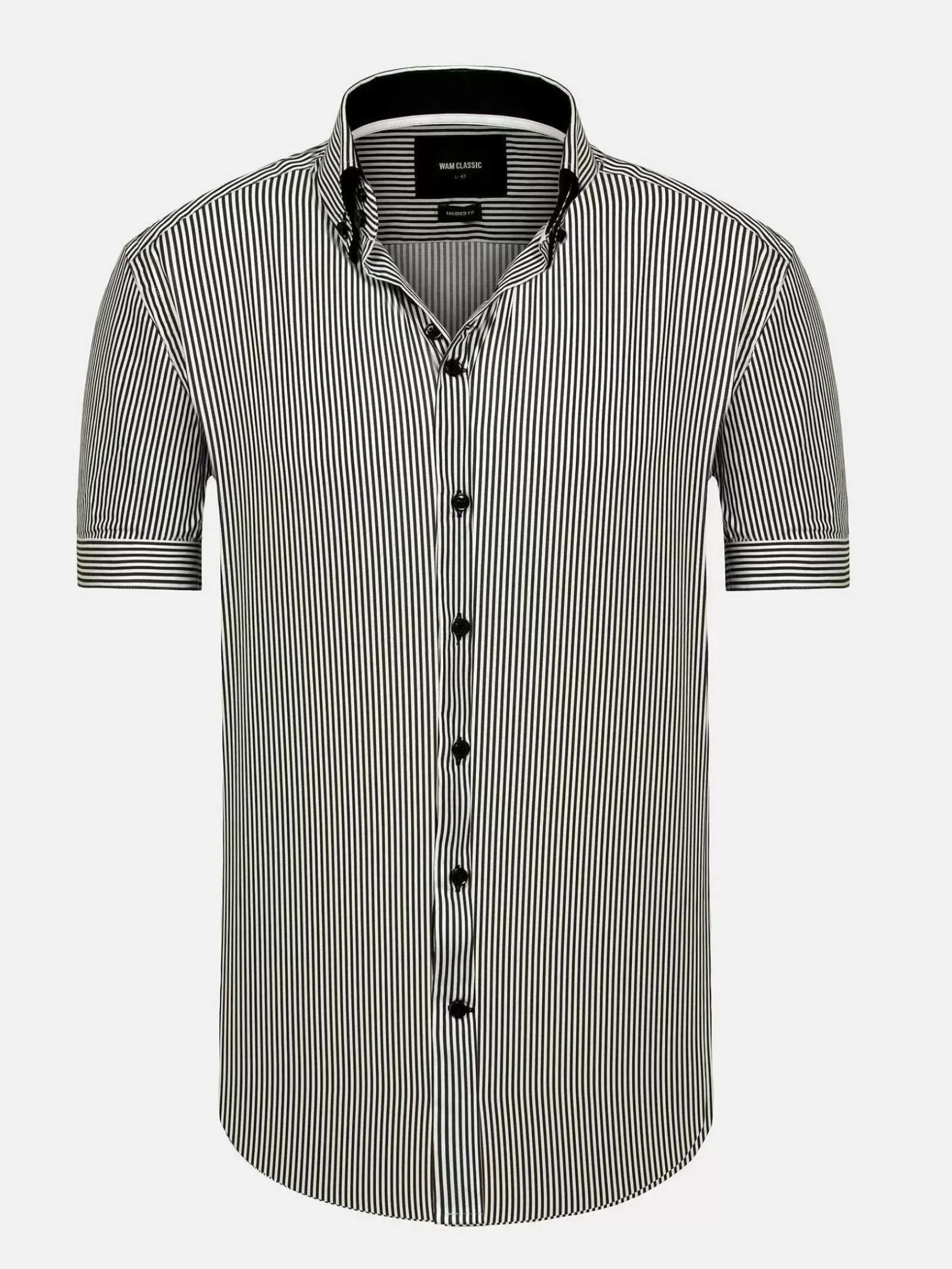 Wam Denim Overhemd Korte Mouwen|Aire Black Overhemd Korte Mou