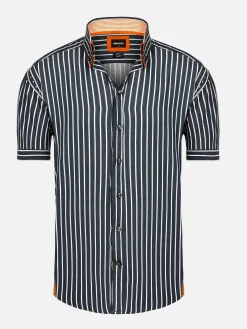 Wam Denim Overhemd Korte Mouwen|Aire Navy Overhemd Korte Mouw