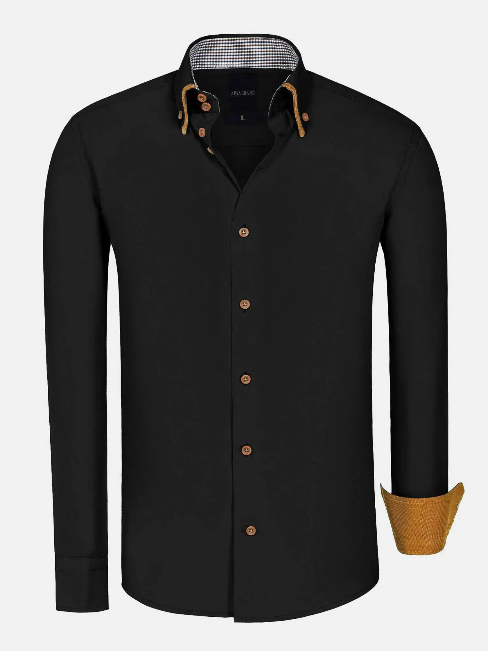 Wam Denim Overhemd Lange Mouwen|Ales Solid Structured Black Overhemd Lange Mouw