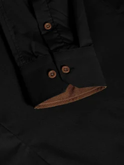 Wam Denim Overhemd Lange Mouwen|Ales Solid Structured Black Overhemd Lange Mouw
