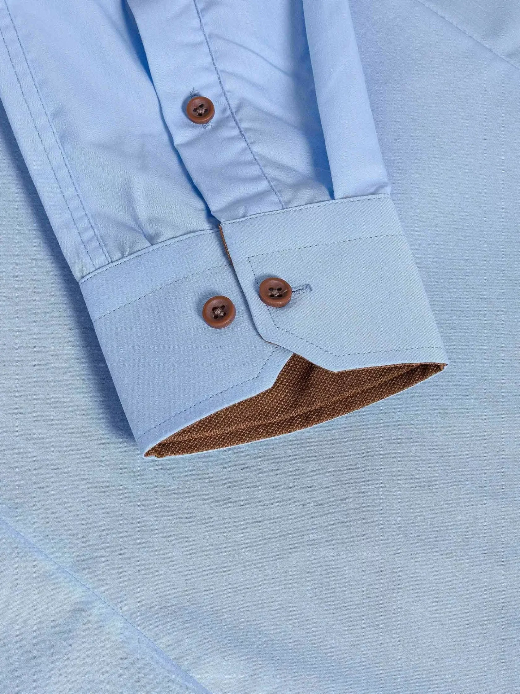 Wam Denim Overhemd Lange Mouwen|Ales Solid Structured Blue Overhemd Lange Mouw
