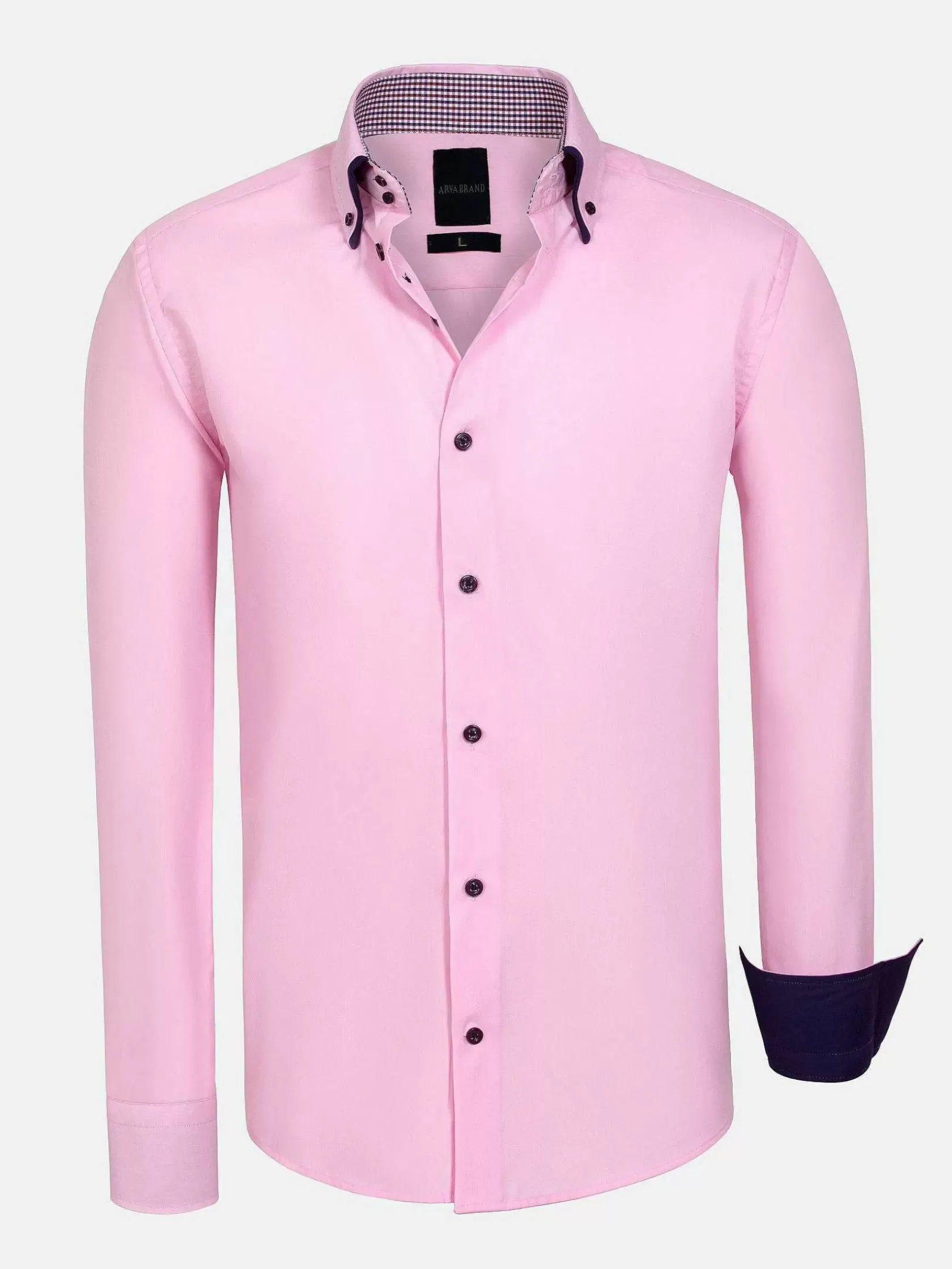 Wam Denim Overhemd Lange Mouwen|Ales Solid Structured Pink Overhemd Lange Mouw