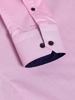 Wam Denim Overhemd Lange Mouwen|Ales Solid Structured Pink Overhemd Lange Mouw