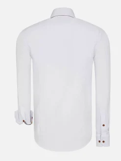 Wam Denim Overhemd Lange Mouwen|Ales Solid Structured White Overhemd Lange Mouw