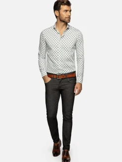 Wam Denim Overhemd Lange Mouwen|Alicante White Floral Print Overhemd Lange Mouw