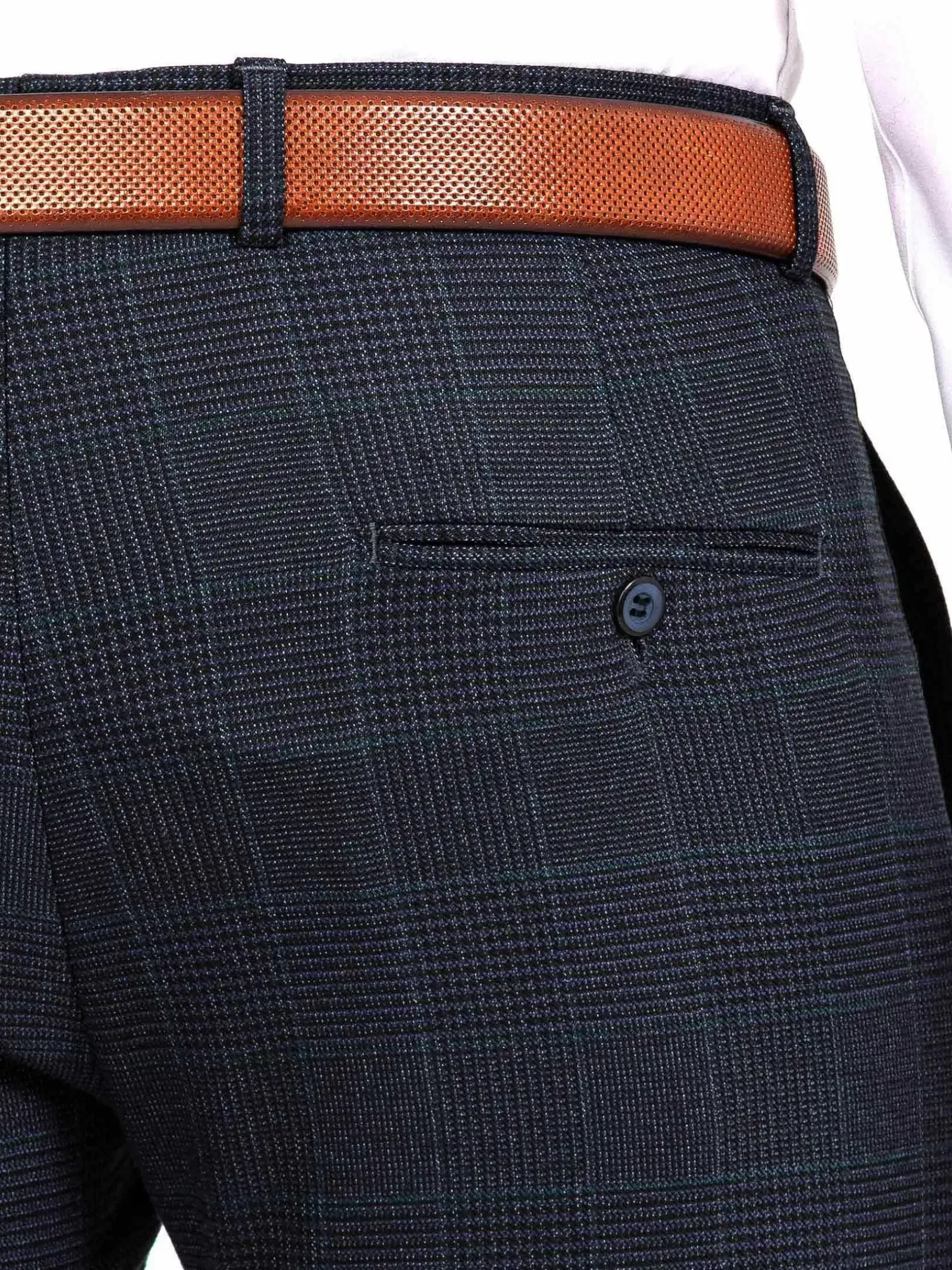 Wam Denim Pantalons|Amalfi Glen Check Slim Fit Navy Suit Pantalon