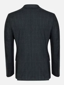 Wam Denim Colberts|Amalfi Glen Check Wide Lapel Navy Suit Colbert