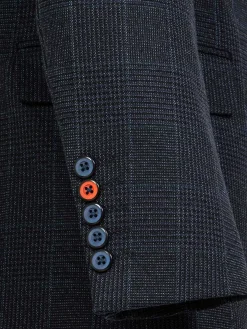 Wam Denim Colberts|Amalfi Glen Check Wide Lapel Navy Suit Colbert