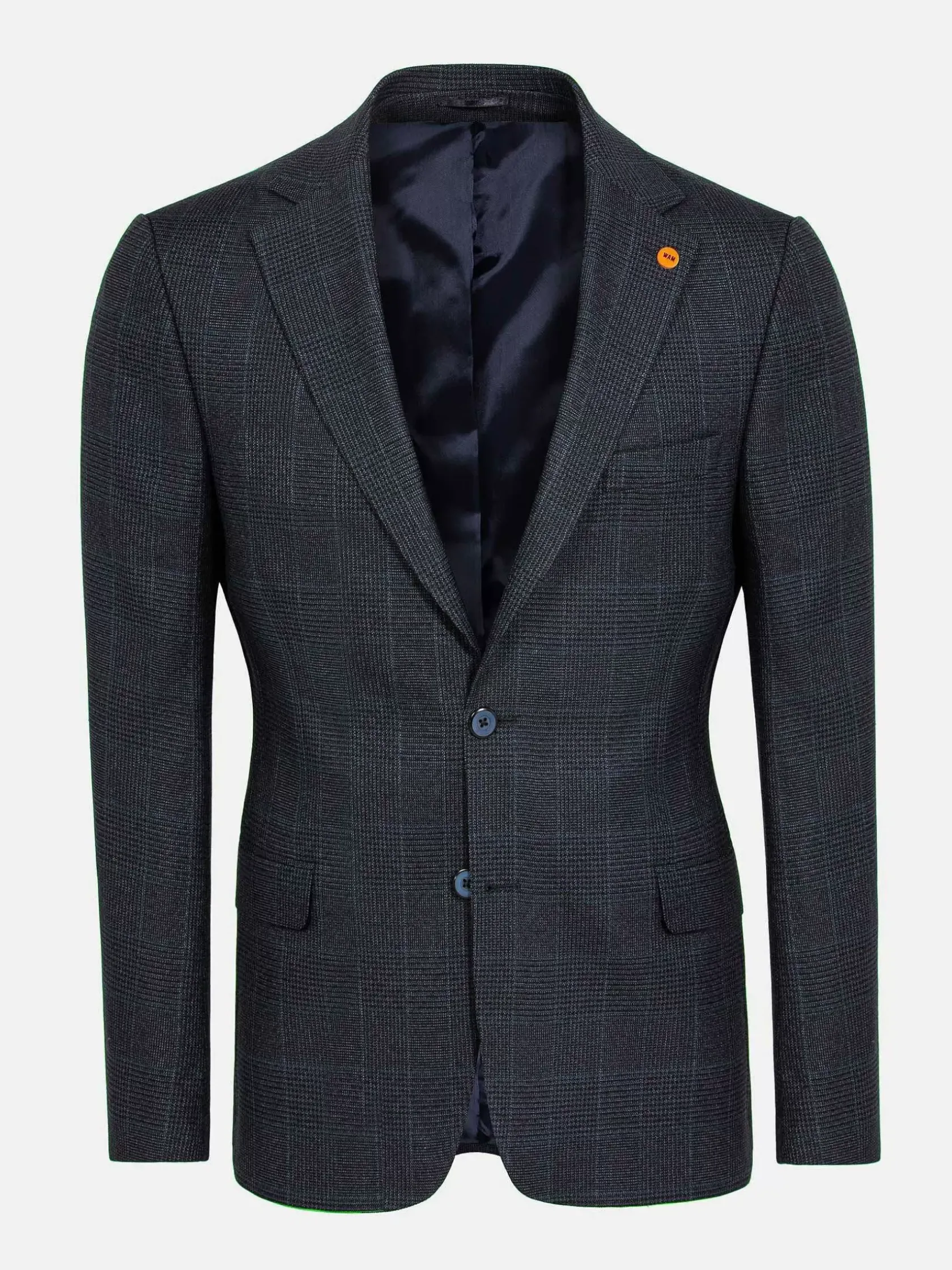 Wam Denim Colberts|Amalfi Glen Check Wide Lapel Navy Suit Colbert