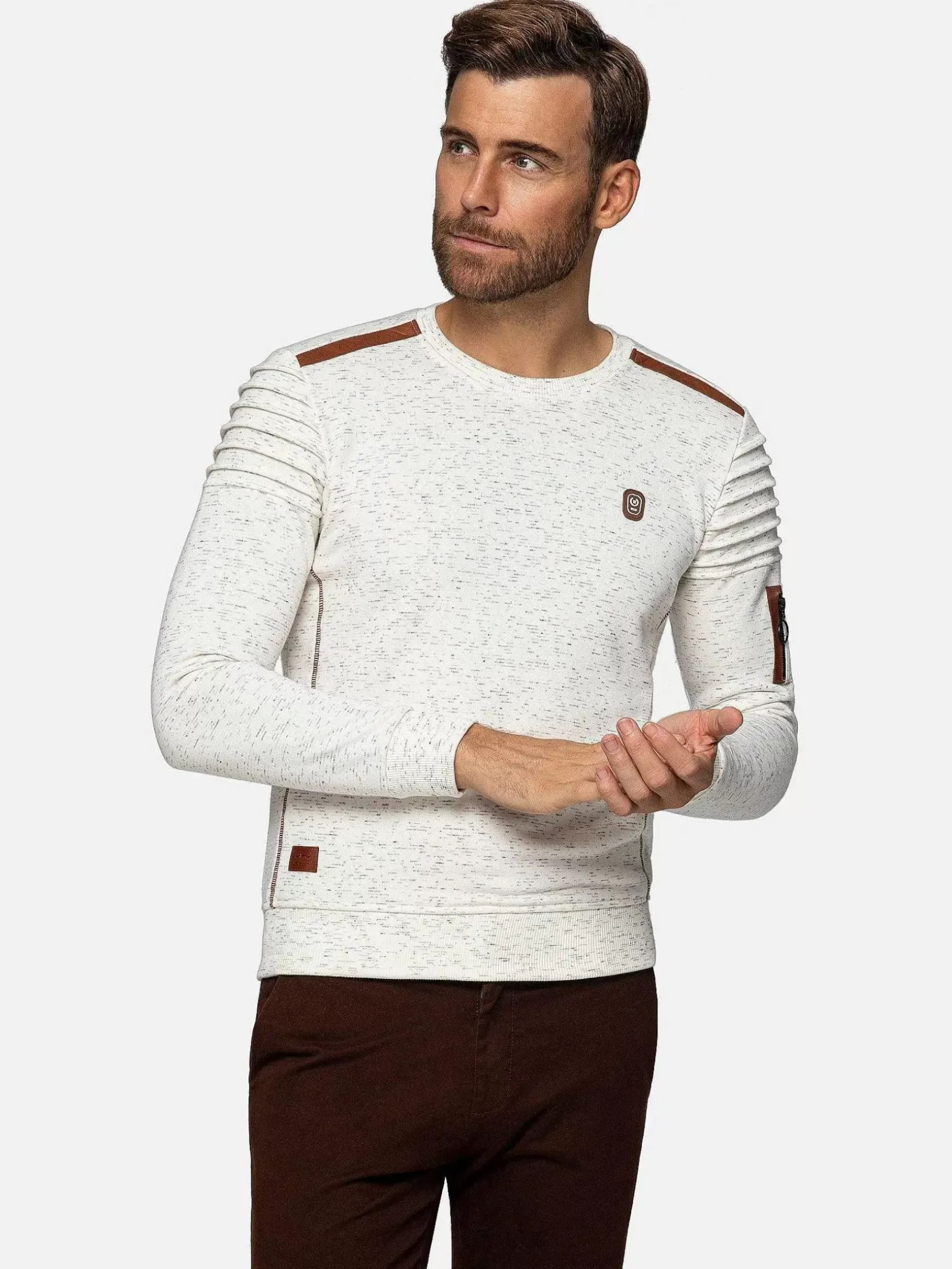 Wam Denim Sweaters|Anita Slim Fit Crew Neck Off-White Sweater