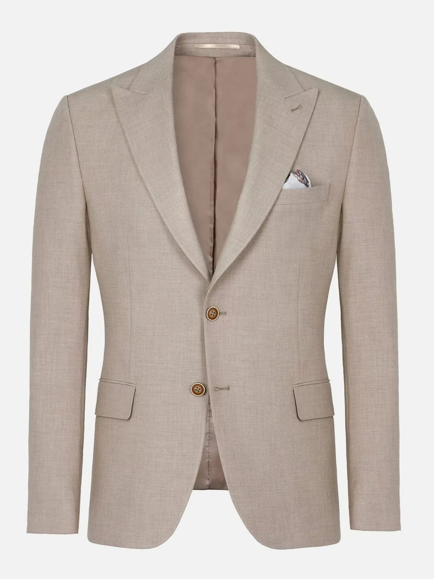 Wam Denim Colberts|Araya Peak Lapel Single Breast Beige Suit Blazer