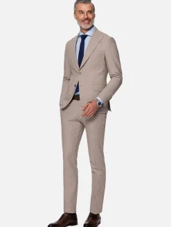 Wam Denim Colberts|Araya Peak Lapel Single Breast Beige Suit Blazer