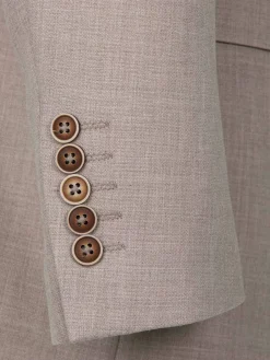 Wam Denim Colberts|Araya Peak Lapel Single Breast Beige Suit Blazer