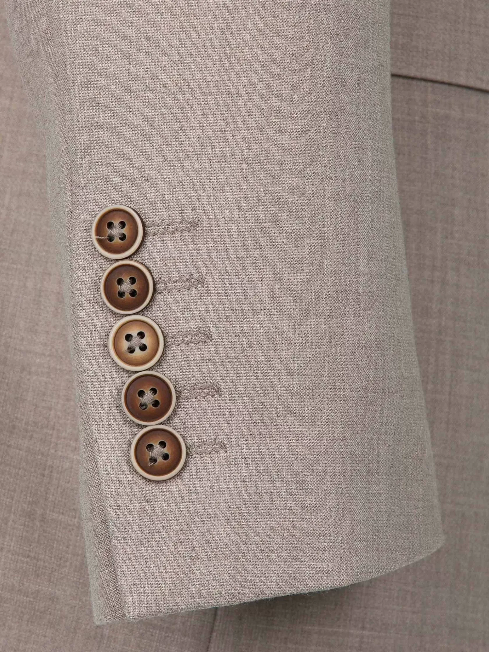 Wam Denim Colberts|Araya Peak Lapel Single Breast Beige Suit Blazer