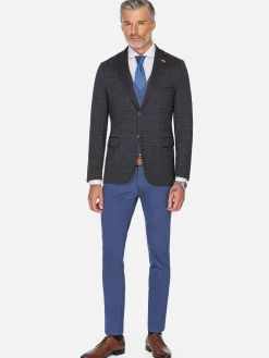 Wam Denim Pantalons|Archer Slim Fit Plain Indigo Navy Pantalon