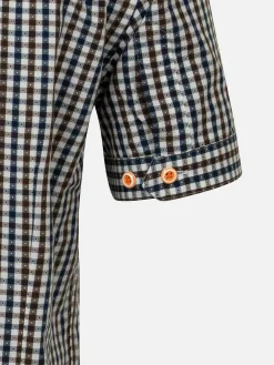 Wam Denim Overhemd Korte Mouwen|Asher Tailored Fit White Brown Overhemd