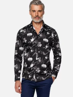 Wam Denim Overhemd Lange Mouwen|Astoria Floral Black Overhemd Lange Mouw