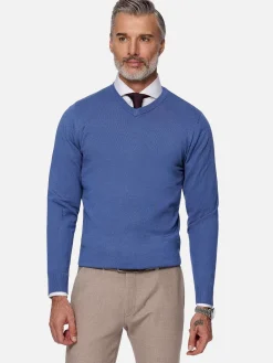 Wam Denim Sweaters|Athens V-Neck Royal Blue Sweater