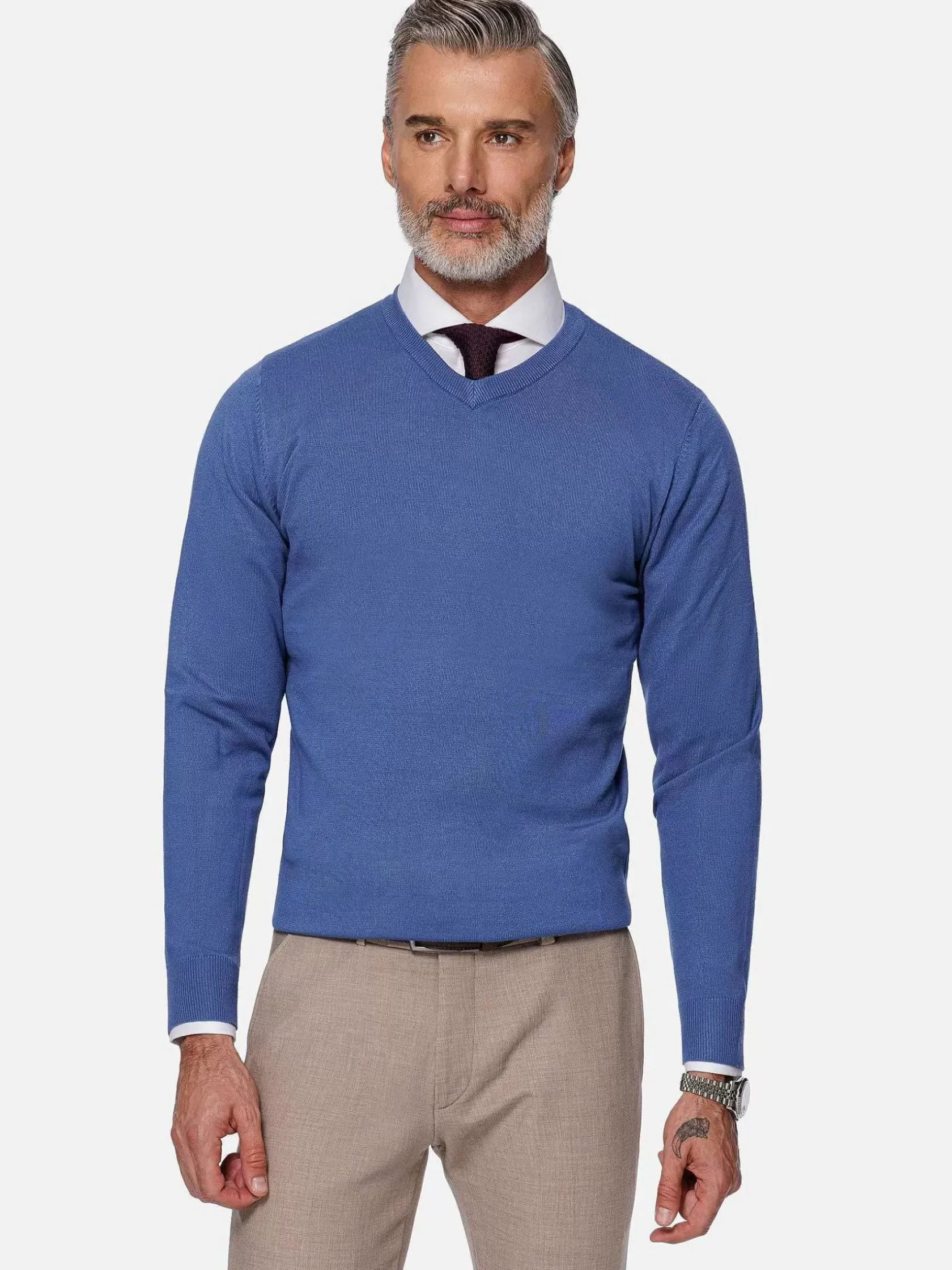 Wam Denim Sweaters|Athens V-Neck Royal Blue Sweater