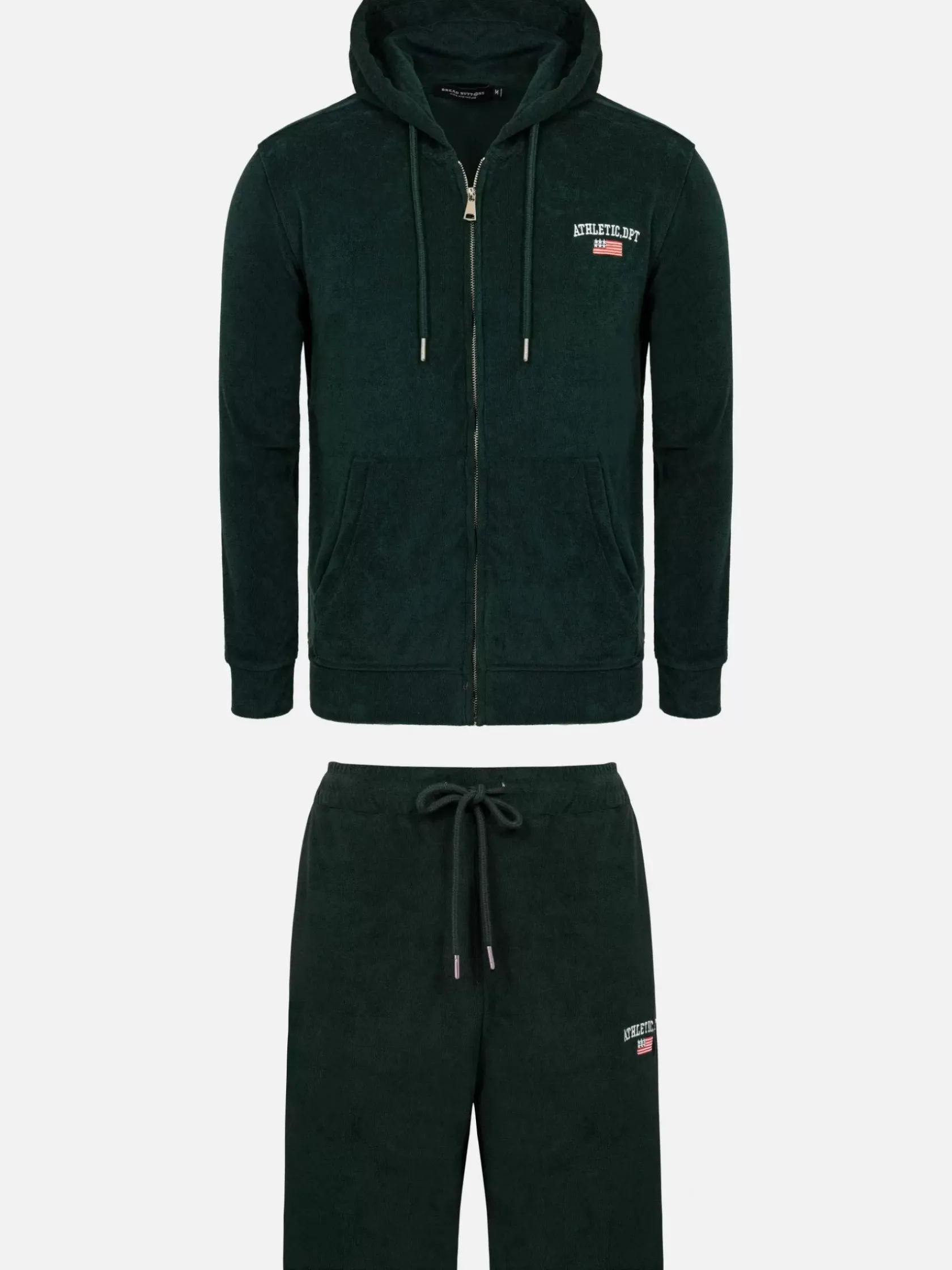 Wam Denim Sweaters|Avery Full Zipped Green Hoodie Shorts Set