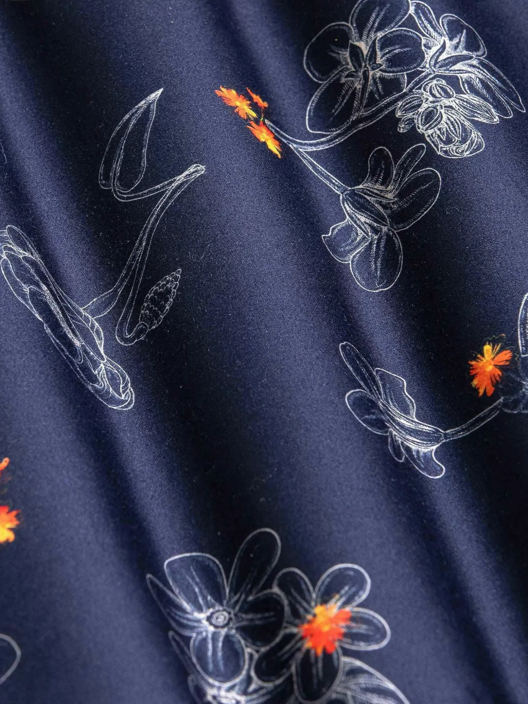 Wam Denim Overhemd Lange Mouwen|Baga Navy Floral Print Overhemd Longe Mouw