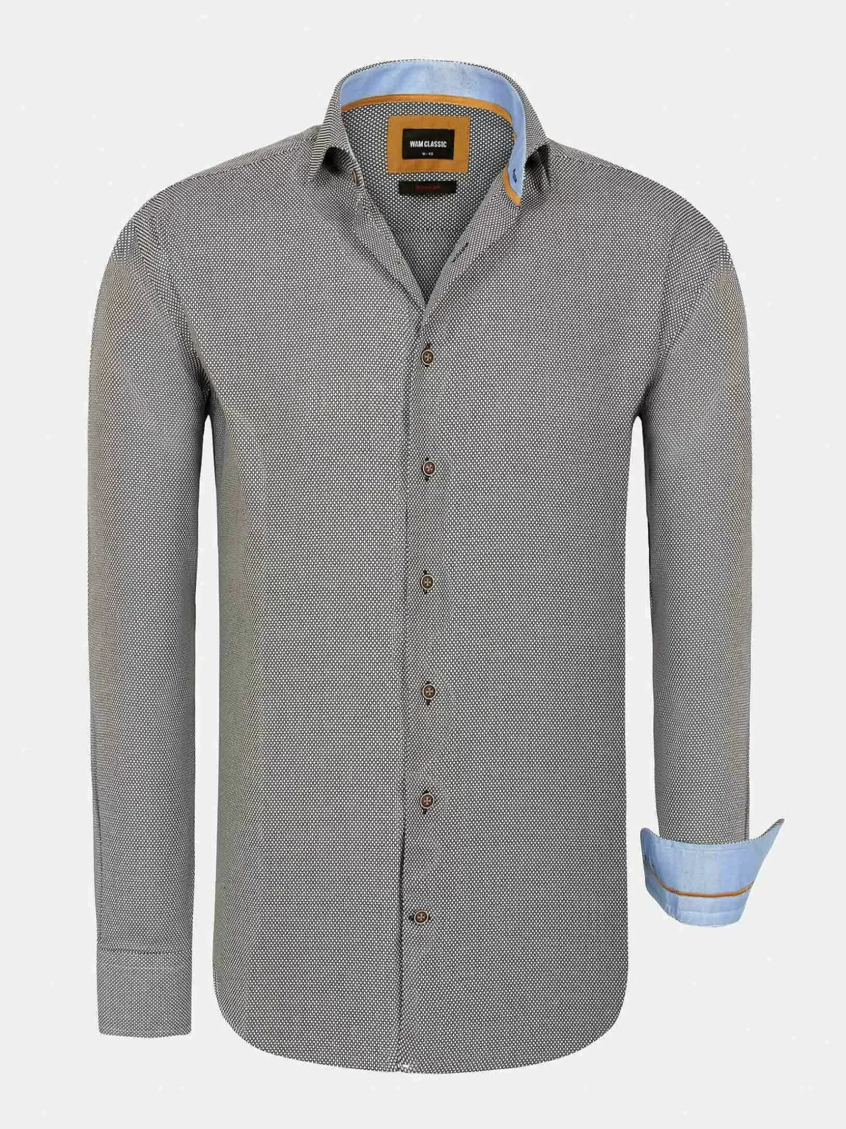 Wam Denim Overhemd Lange Mouwen|Bentley Regular Fit Anthracite Overhemd