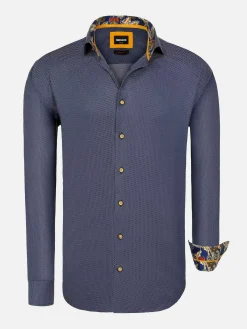 Wam Denim Overhemd Lange Mouwen|Bentley Regular Fit Navy Overhemd