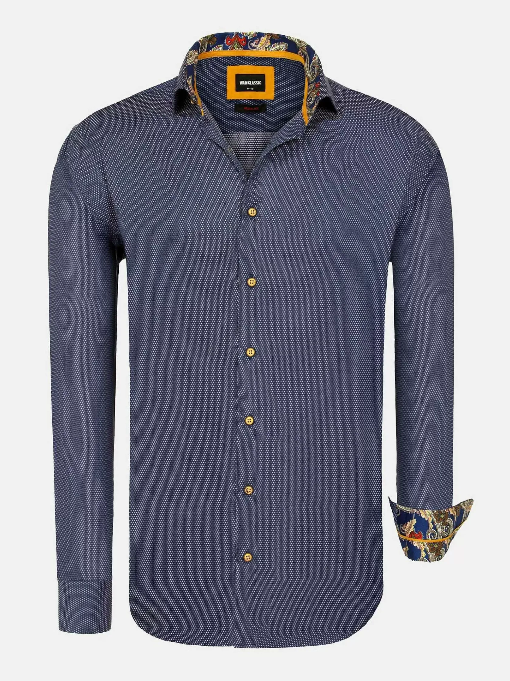 Wam Denim Overhemd Lange Mouwen|Bentley Regular Fit Navy Overhemd