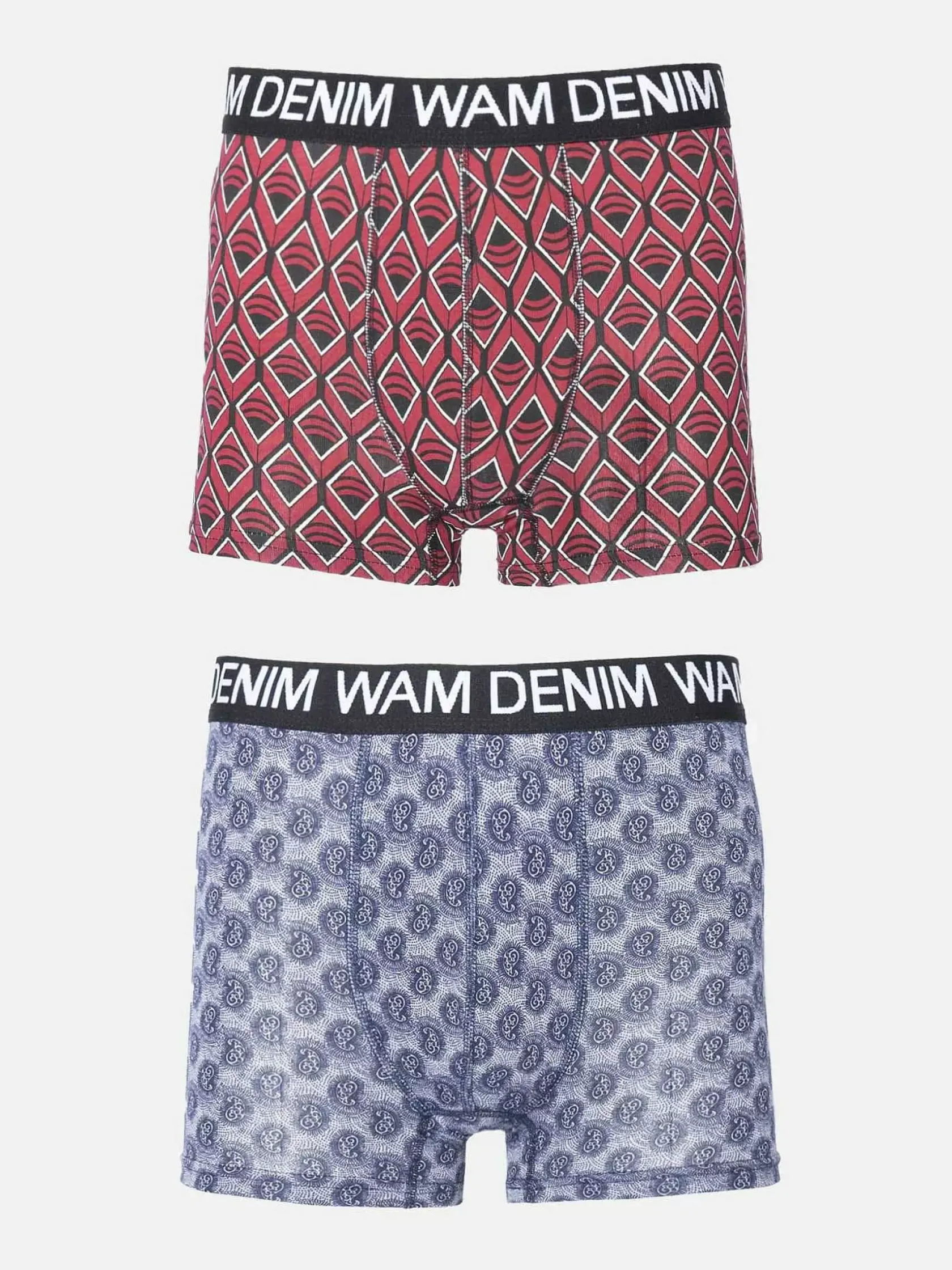 Wam Denim Boxershorts|Boxer 73006 Mabou Grey Dark Red
