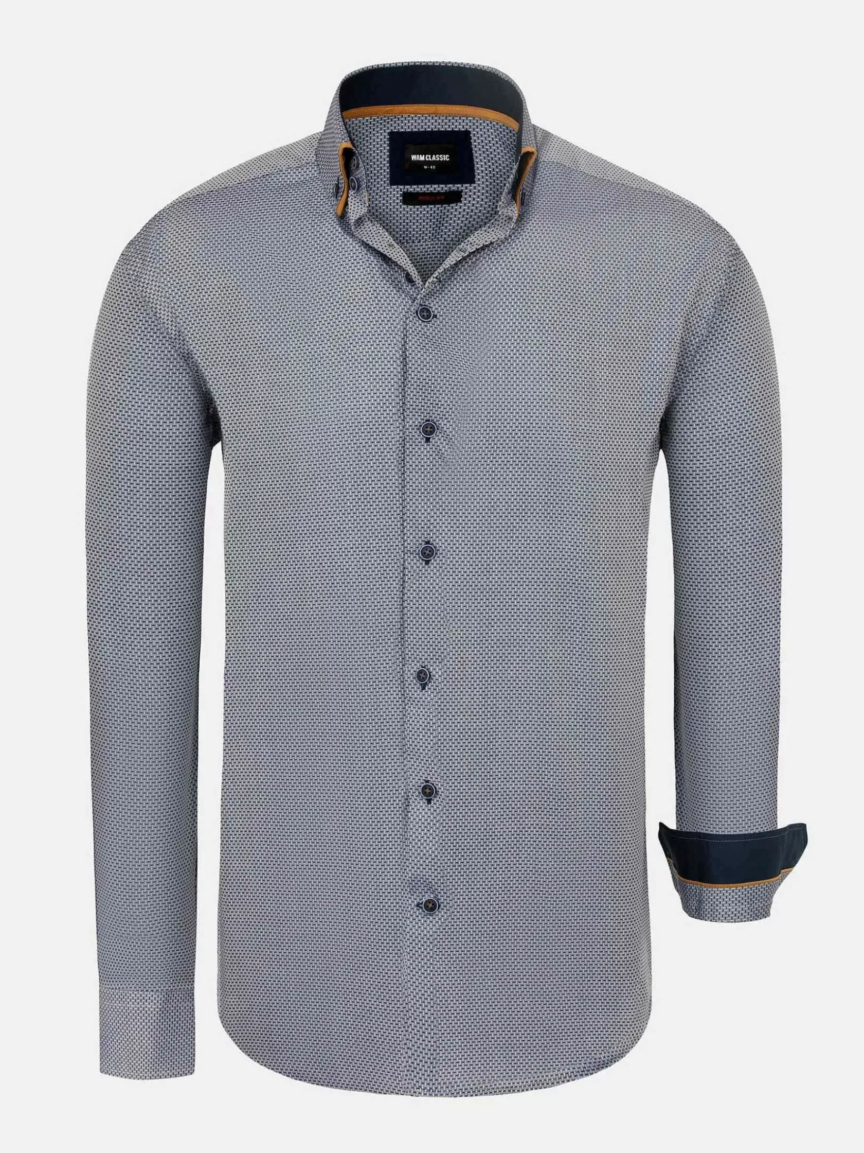 Wam Denim Overhemd Lange Mouwen|Braxton Regular Fit Grey Overhemd