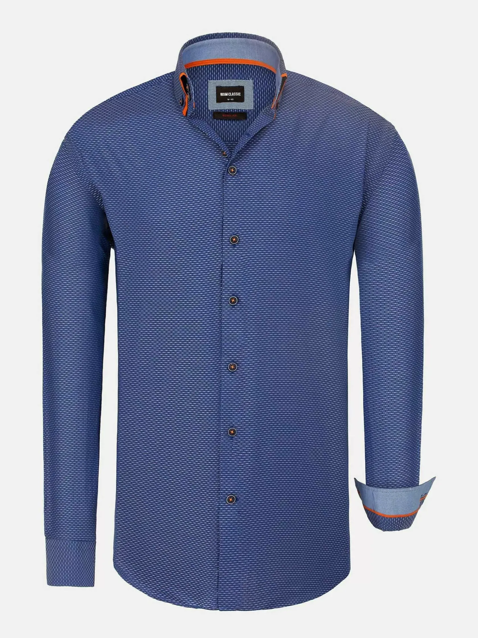 Wam Denim Overhemd Lange Mouwen|Braxton Regular Fit Royal Blue Overhemd