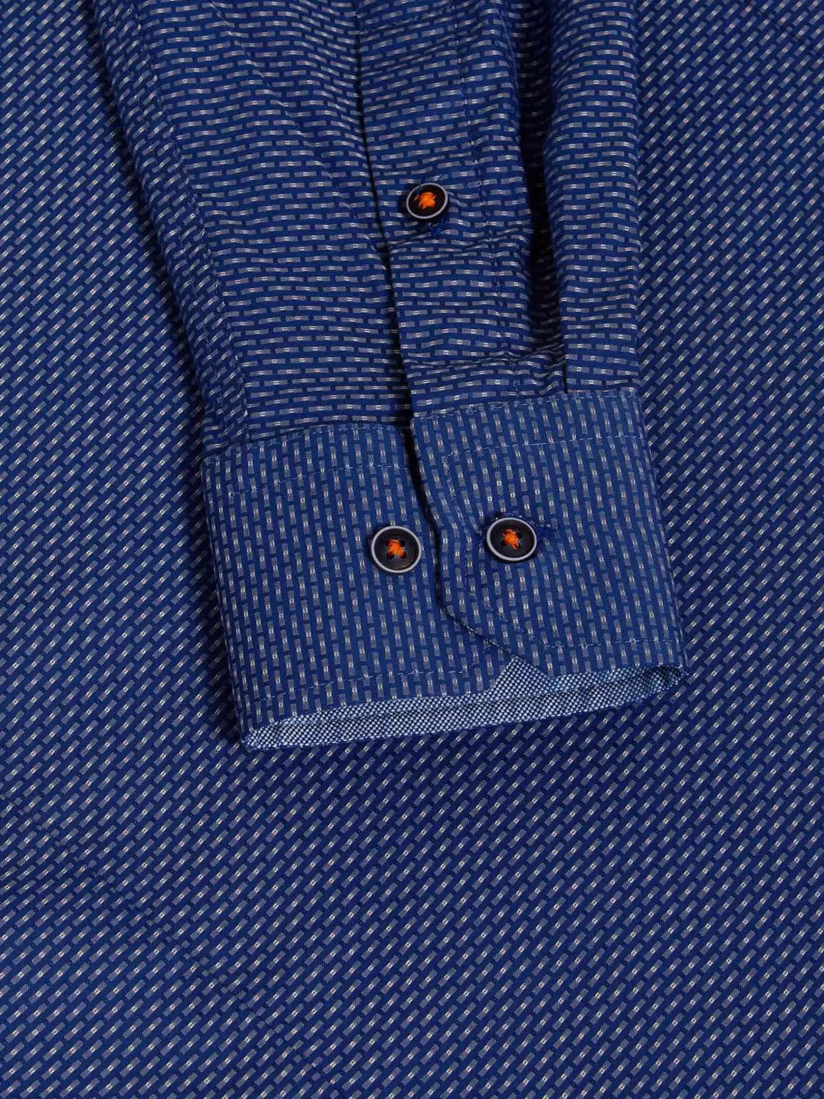 Wam Denim Overhemd Lange Mouwen|Braxton Regular Fit Royal Blue Overhemd