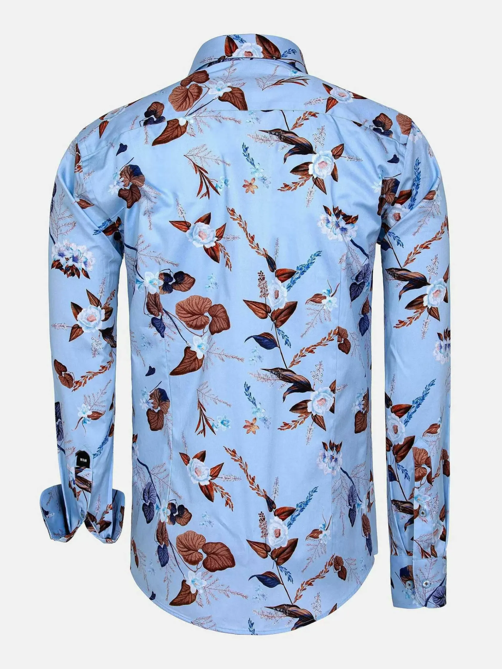 Wam Denim Overhemd Lange Mouwen|Burano Blue Floral Print Overhemd Lange Mouw