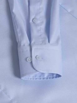 Wam Denim Overhemd Lange Mouwen|Burgos Solid Blue Overhemd Longe Mouw