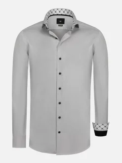 Wam Denim Overhemd Lange Mouwen|Caesar Light Grey Shirt Caesar Light Grey Overhemd