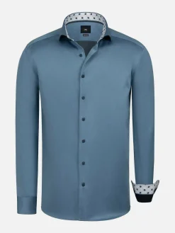Wam Denim Overhemd Lange Mouwen|Caesar Light Indigo Overhemd