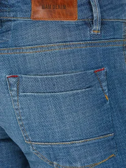 Wam Denim Jeans|Carinal Mini Check Slim Fit Navy Jeans