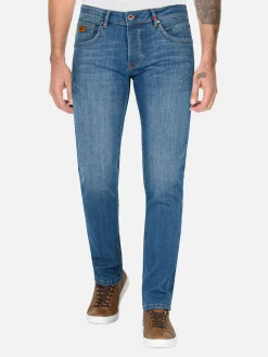 Wam Denim Jeans|Carinal Mini Check Slim Fit Navy Jeans