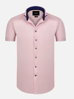 Wam Denim Overhemd Korte Mouwen|Cassiues Tailored Fit Pink Overhemd