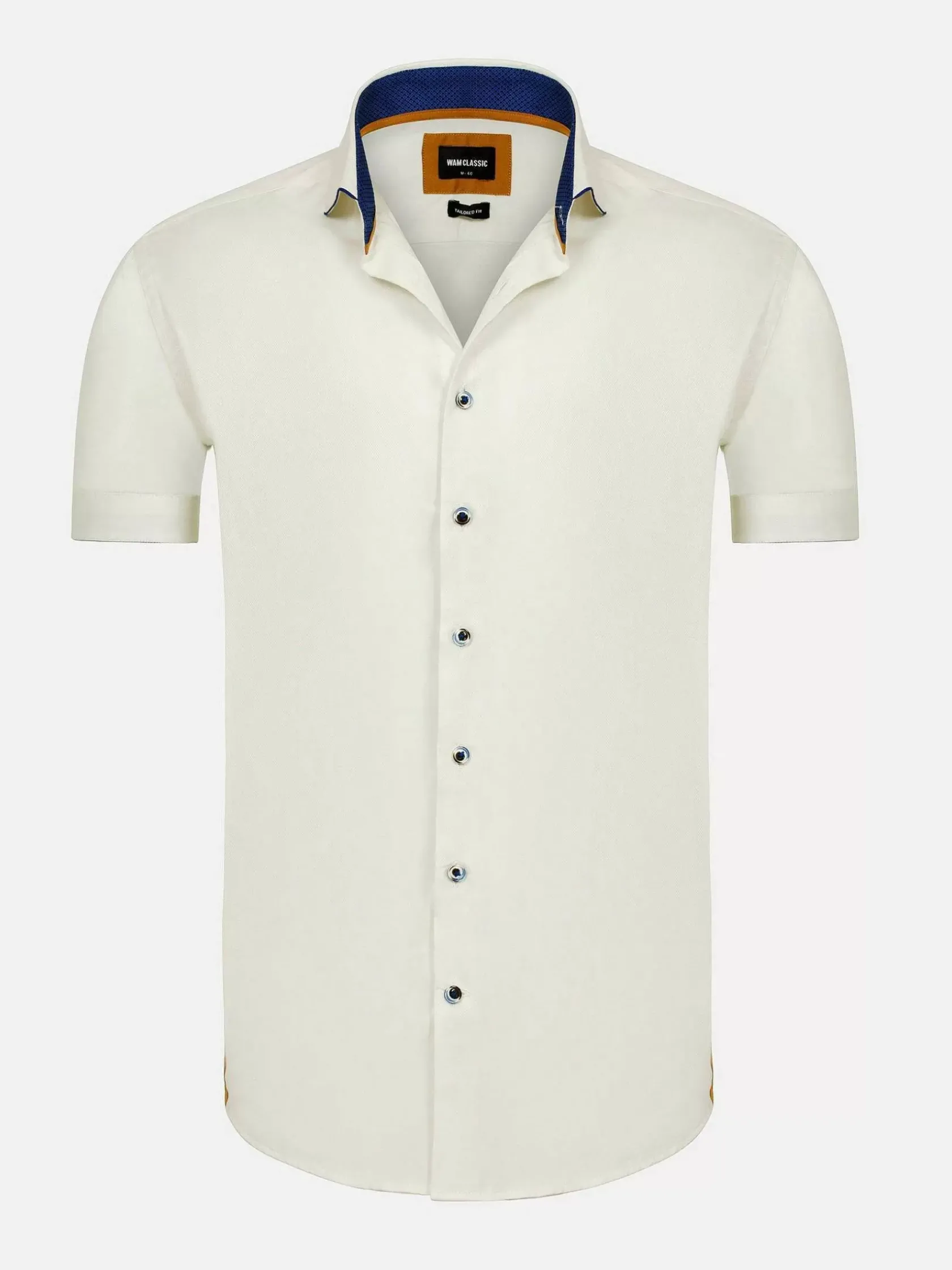 Wam Denim Overhemd Korte Mouwen|Cassiues Tailored Fit White Overhemd