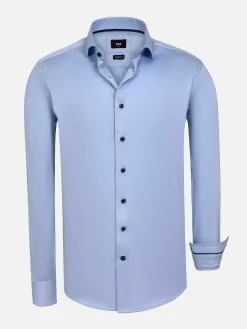 Wam Denim Overhemd Lange Mouwen|Catalina Blue Solid Overhemd Lange Mouw