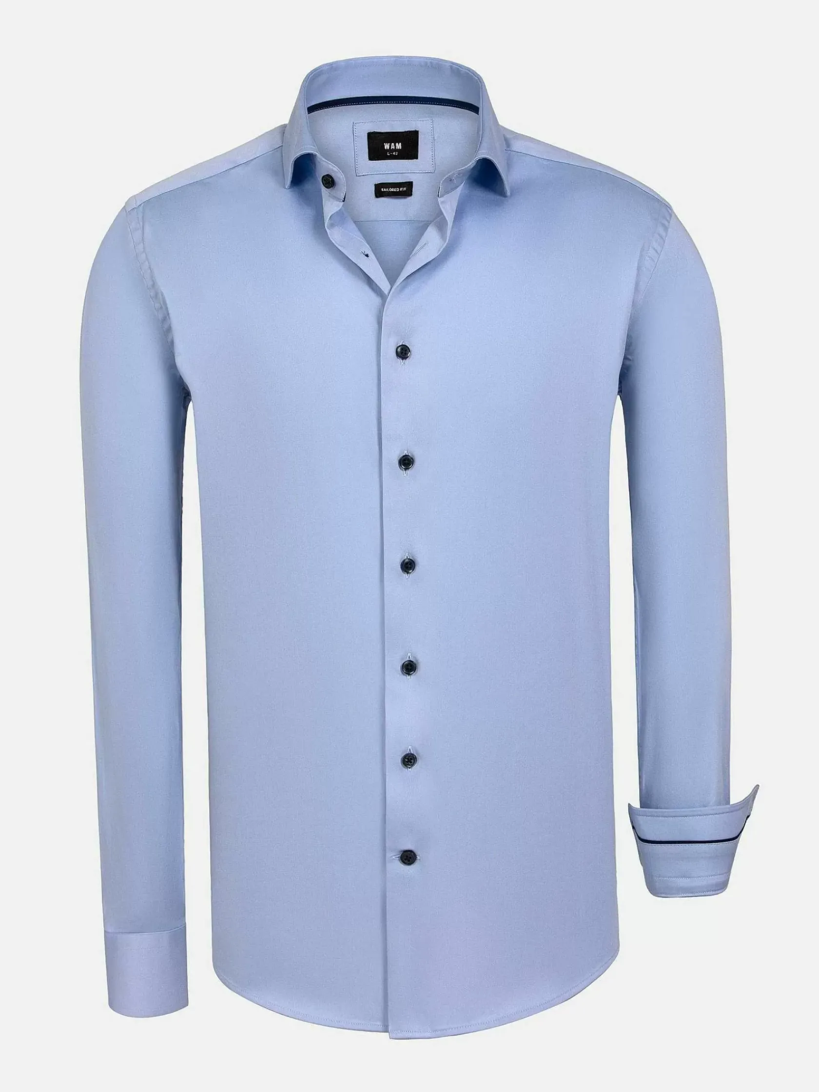 Wam Denim Overhemd Lange Mouwen|Catalina Blue Solid Overhemd Lange Mouw