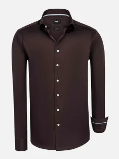 Wam Denim Overhemd Lange Mouwen|Catalina Brown Solid Overhemd Lange Mouw