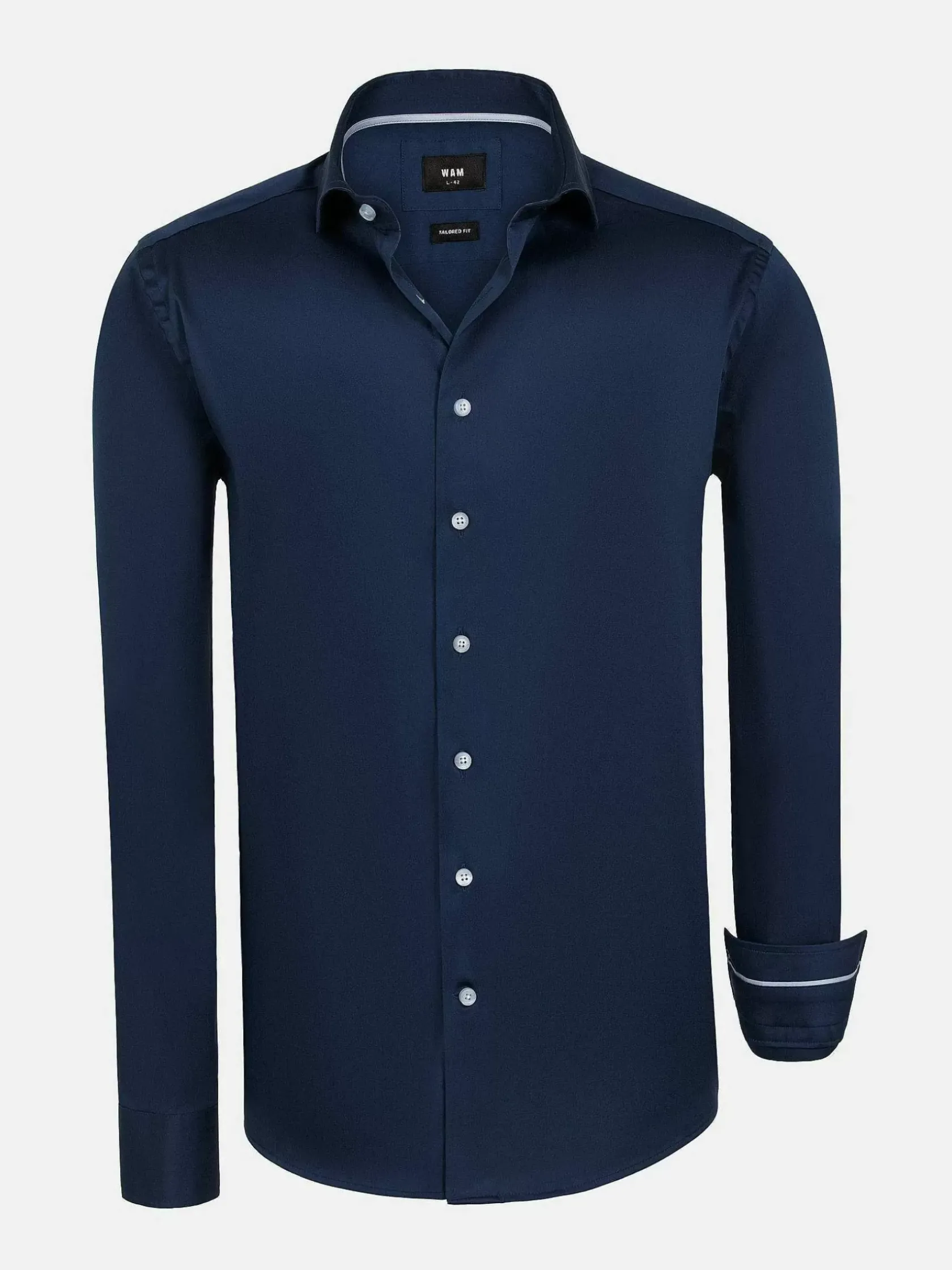 Wam Denim Overhemd Lange Mouwen|Catalina Navy Solid Overhemd Lange Mouw