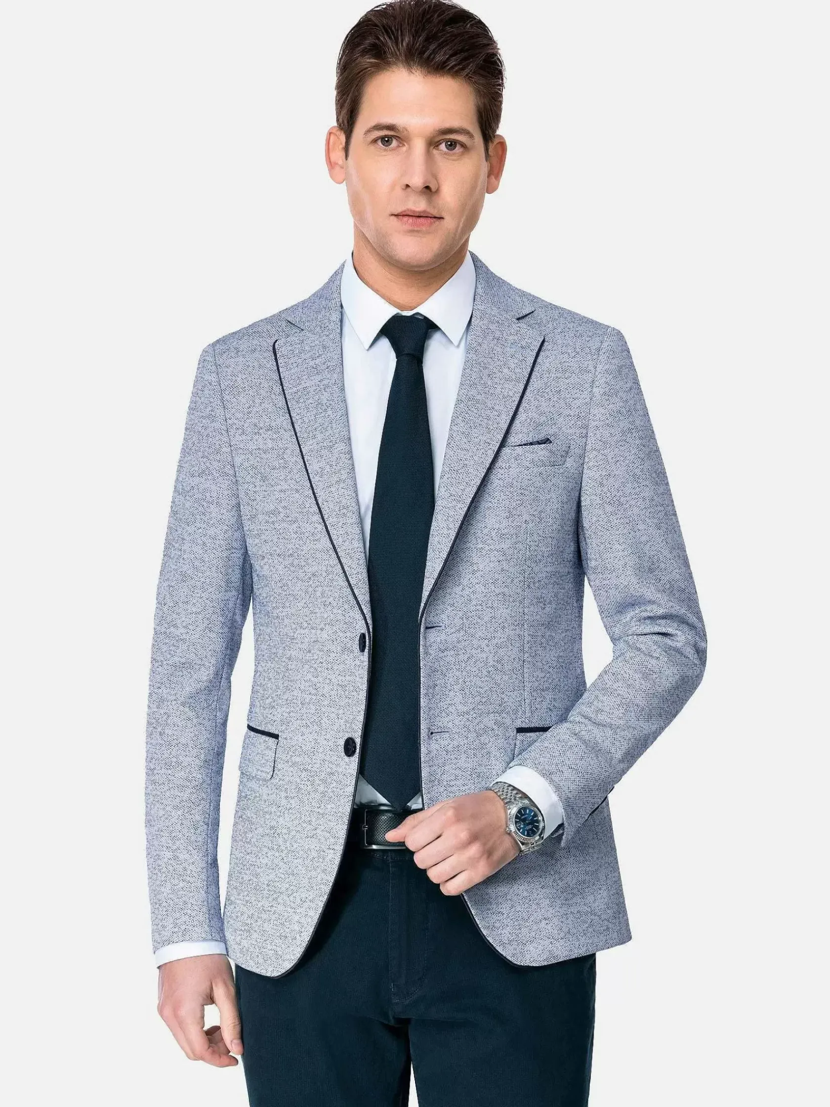 Wam Denim Colberts|Catania Modern Fit White Navy Colbert