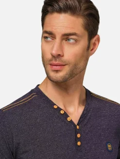 Wam Denim T-Shirts|Dirkous V-Neck Button Down Navy T-Shirt