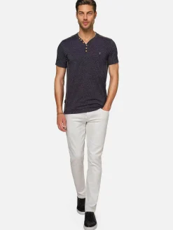 Wam Denim T-Shirts|Dirkous V-Neck Button Down Navy T-Shirt