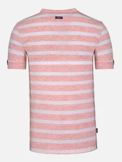 Wam Denim T-Shirts|Doenga Striped V-Neck Pink T-Shirt