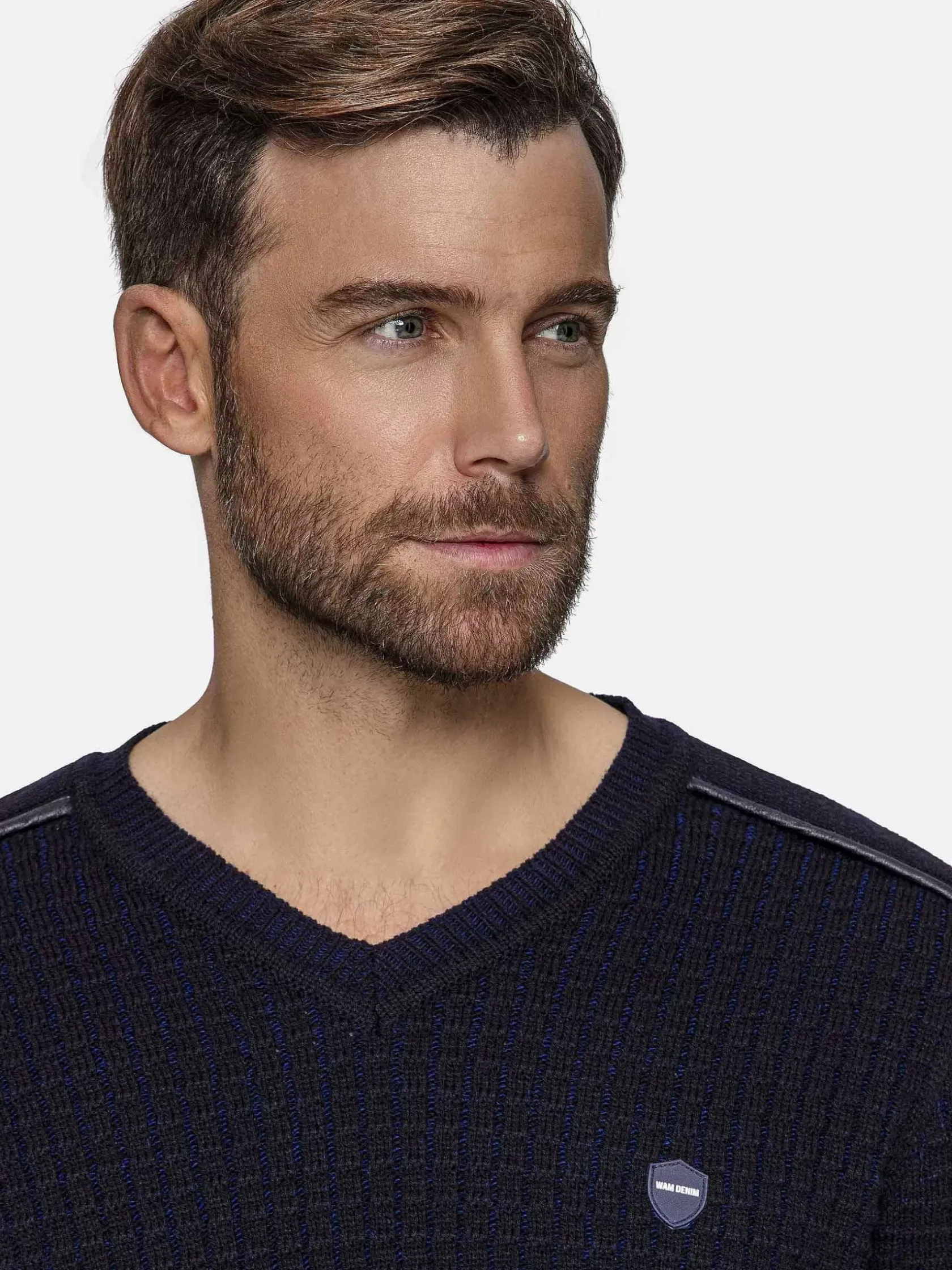 Wam Denim Truien|Dover Slim Fit V-Neck Navy Truien